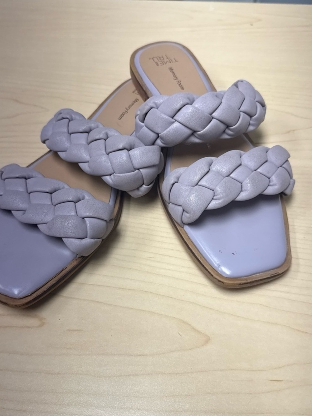 Time and Tru Lavender Braided Slide Sandals